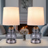 Glas-Kürbis Schreibtischlampe 44 cm Leinenschirm beige